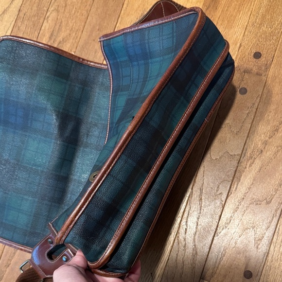 Vintage Tartan Plaid Messenger Bag and Purse with Leather Accents - Picture 3 of 4